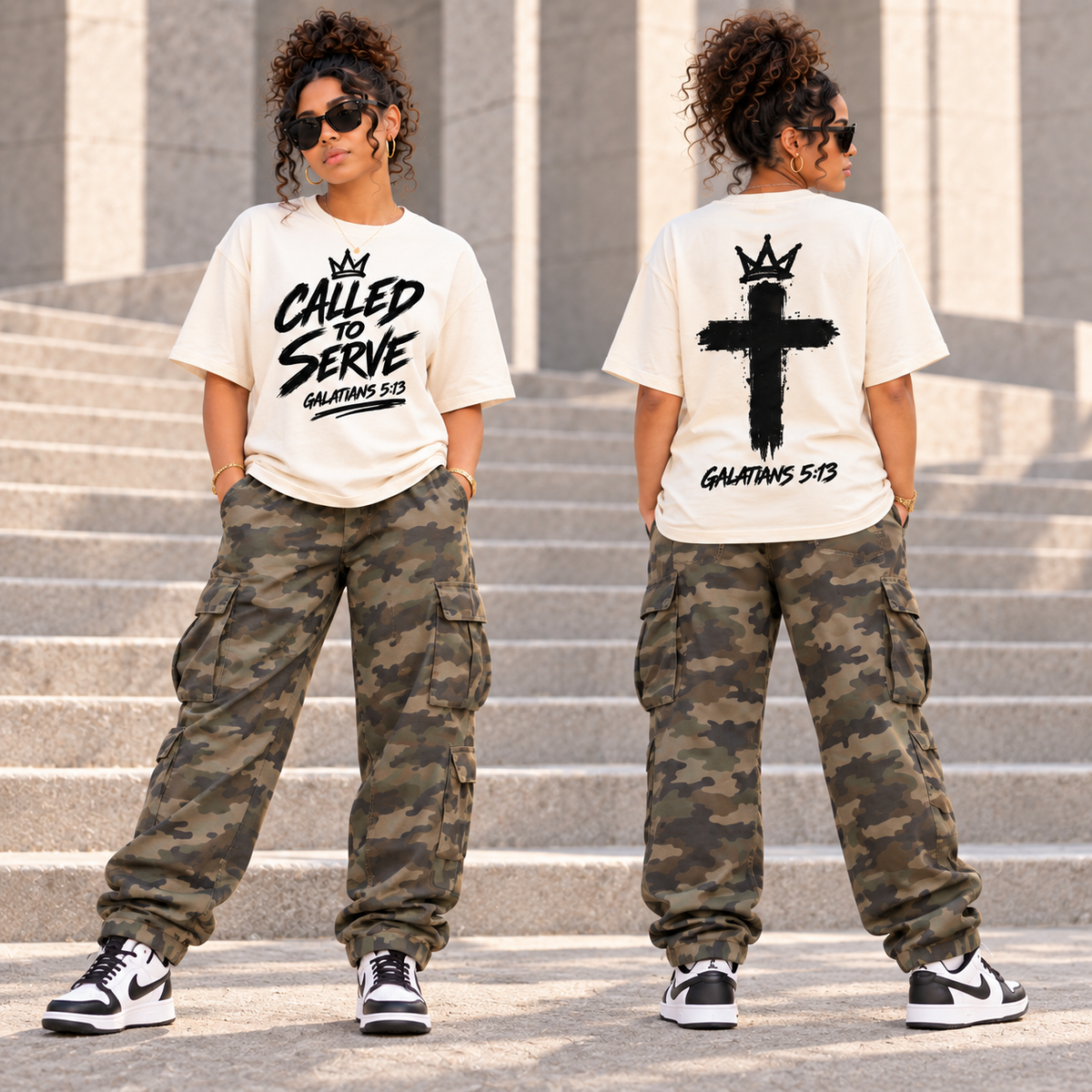 Called to Serve cream T shirt mockup