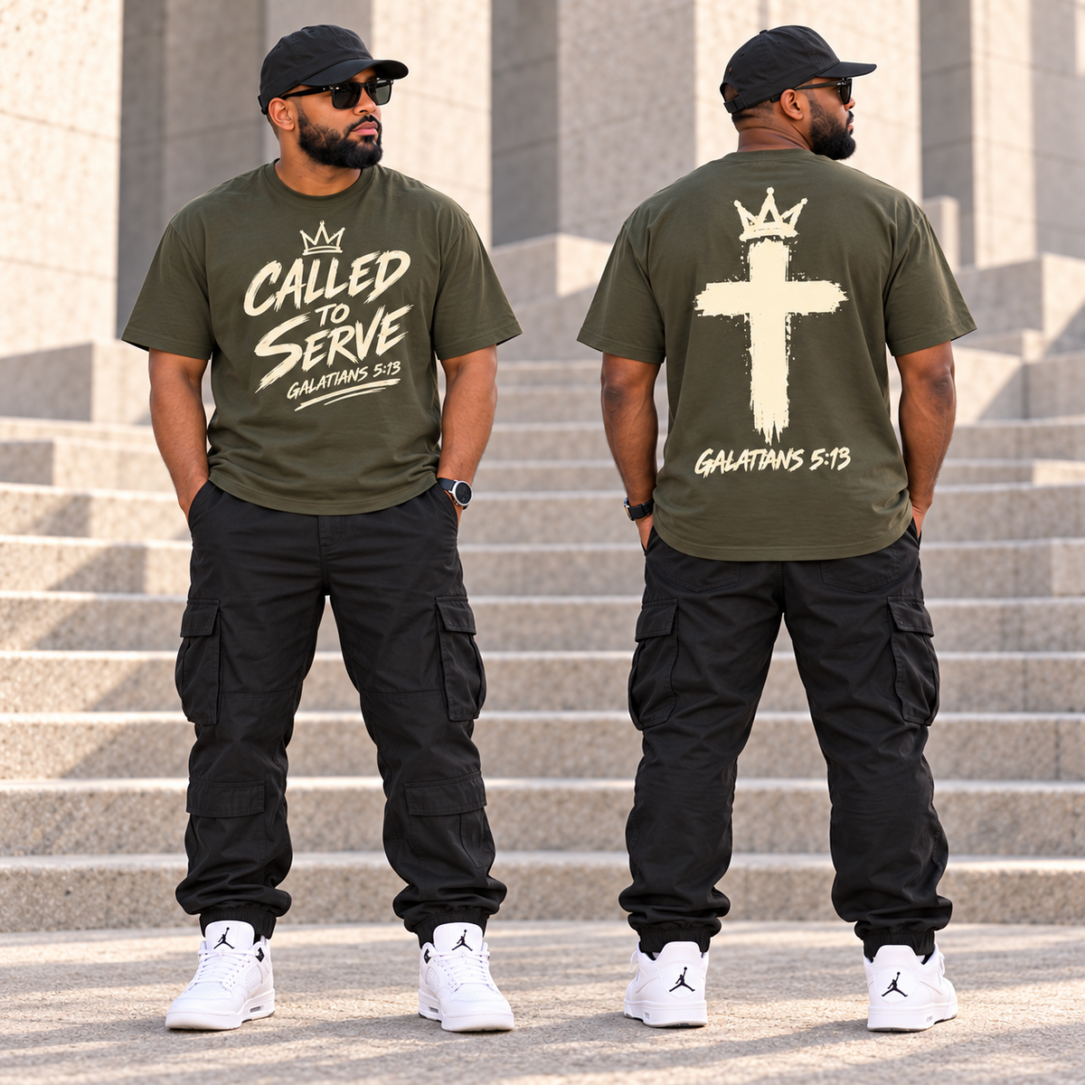 Called to Serve military green T shirt mockup